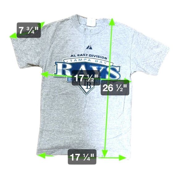 Tampa Bay Rays Majestic T-Shirt S Gray 90% Cotton Short Sleeve AL East Divsion - Picture 3 of 6